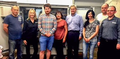 (Pictured: Radical Waters VP’s with N.O.W ECA device engineering and chemistry team, and, Valeri Ilchenko CEO from Envirolyte, in Tallinn, Estonia)